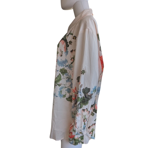 Anthropologie The Brielle Relaxed Buttondown Blouse Cream Floral Shirt - Picture 11 of 13